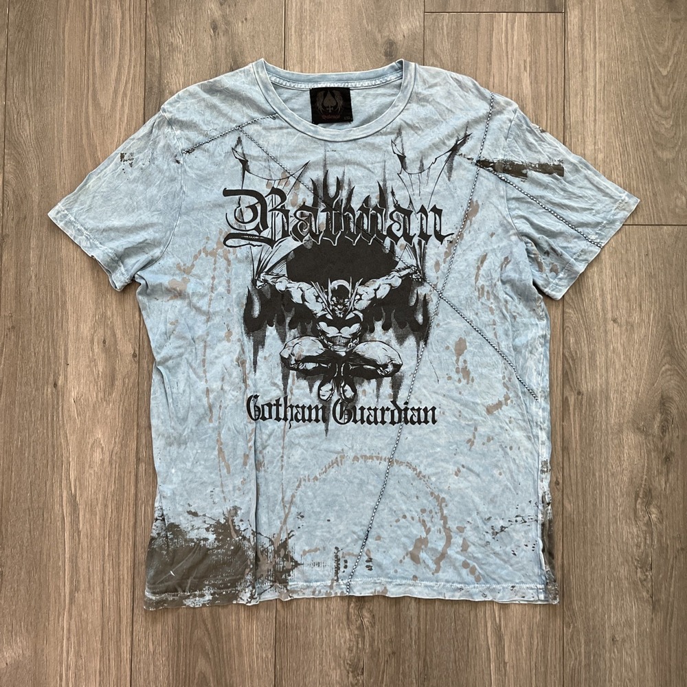 Salvage Batman Gotham Guardian Mens 2XL T Shirt Light Blue Y2K